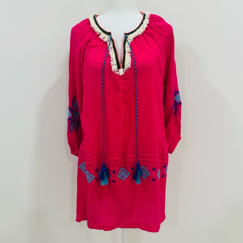 Hayden Los Angeles Women’s Pink‎ Embroidered Boho Tunic Blouse Size S